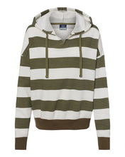 Load image into Gallery viewer, MV Sport - Women&#39;s Striped Fleece Boxy Hooded Sweatshirt - W21721
